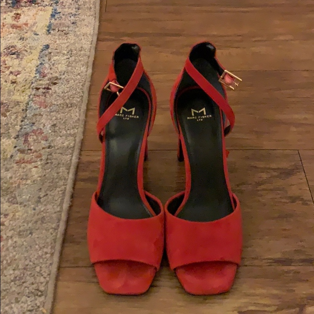 Marc Fisher Red 3.5” Suede Heels